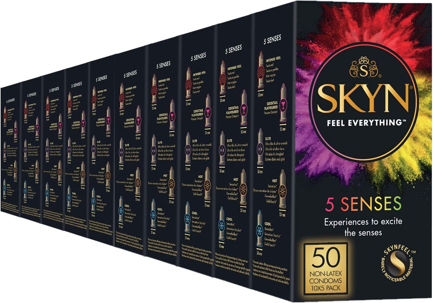 SKYN® 5 Senses Non Latex Condoms – 10 x 5 Pack of 50 – BigaMart