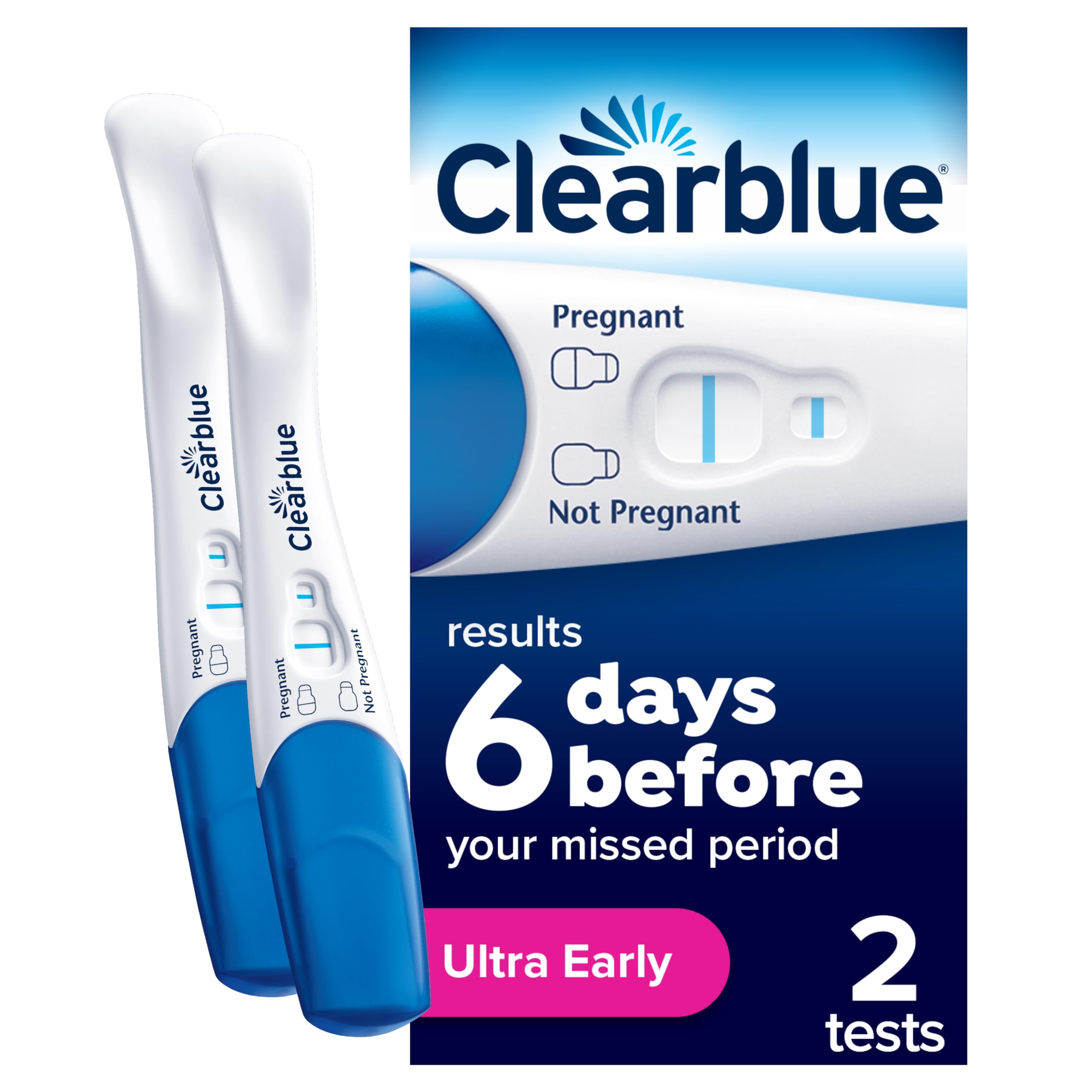 Clearblue Pregnancy Tests, Early Detection Pregnancy Test, Results 6 Days Early, 99% Accurate Results, 2 Visual Tests