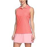 LastFor1 Women's Polo Sleeveless Shirts UPF 50+ Quick Dry Golf Tennis Athletic Tank Tops Outdoor Sports Pink M