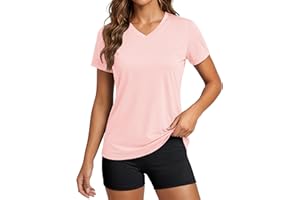 MAGCOMSEN Women's Short Sleeve Workout Shirts Summer V Neck UPF 50+ Sun Protection T-Shirt Athletic Running Sports Tops