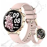 PODOEIL Smart Watch for Women,1.27 Inch HD Touchscreen,Bluetooth Calling,Heart Rate & Sleep Tracking, 100+ Sports Modes,IP68 Waterproof Fitness Tracker for Android & iPhone (Pink)