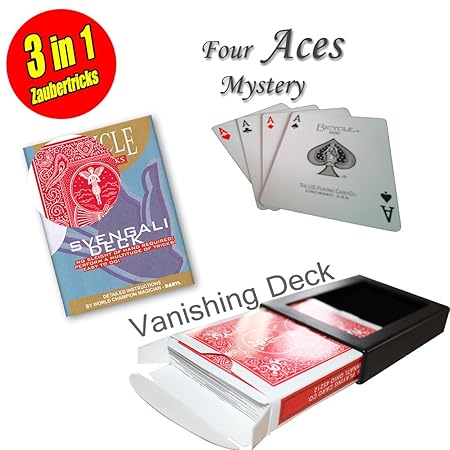 Its Magic Zauberkasten für Anfänger: Bicycle Svengali Deck + Vanishing Deck + Four Aces Mystery Trick inkl. deutschsprachiger