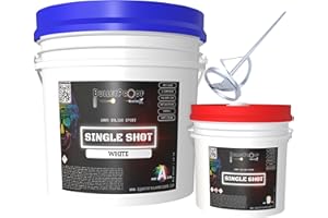 BALLISTIX BP Resins: Single Shot |100% Solids Epoxy Resin Kit (3 Gallons) Solvent-Less, Two Component Gloss Coat Finish- Low VOC! Industrial Use, Garages, Floors & More! (White) + Free Mixer!