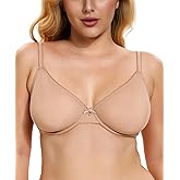 Redgray Women Unlined Sheer Balconette Bra Mesh See Through Sexy Bra with Underwire Support