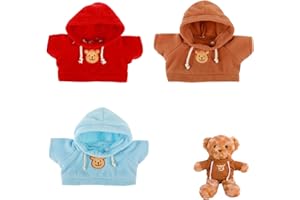 Build-A-Bear Clothes Set – 3PCS Hooded Plush Animal Outfits in Brown, Red, and Blue, Soft and Durable, Fits 12-16 Inch Bears,