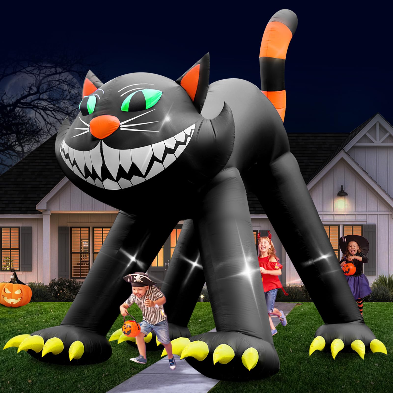 Photo 1 of UniqSeason 14FT Giant Halloween Inflatable Black Cat, Blow up Halloween Decoration Built-in 7 LED for Halloween Decoration Outdoor Indoor Home Party Supplies Halloween Lawn Decor