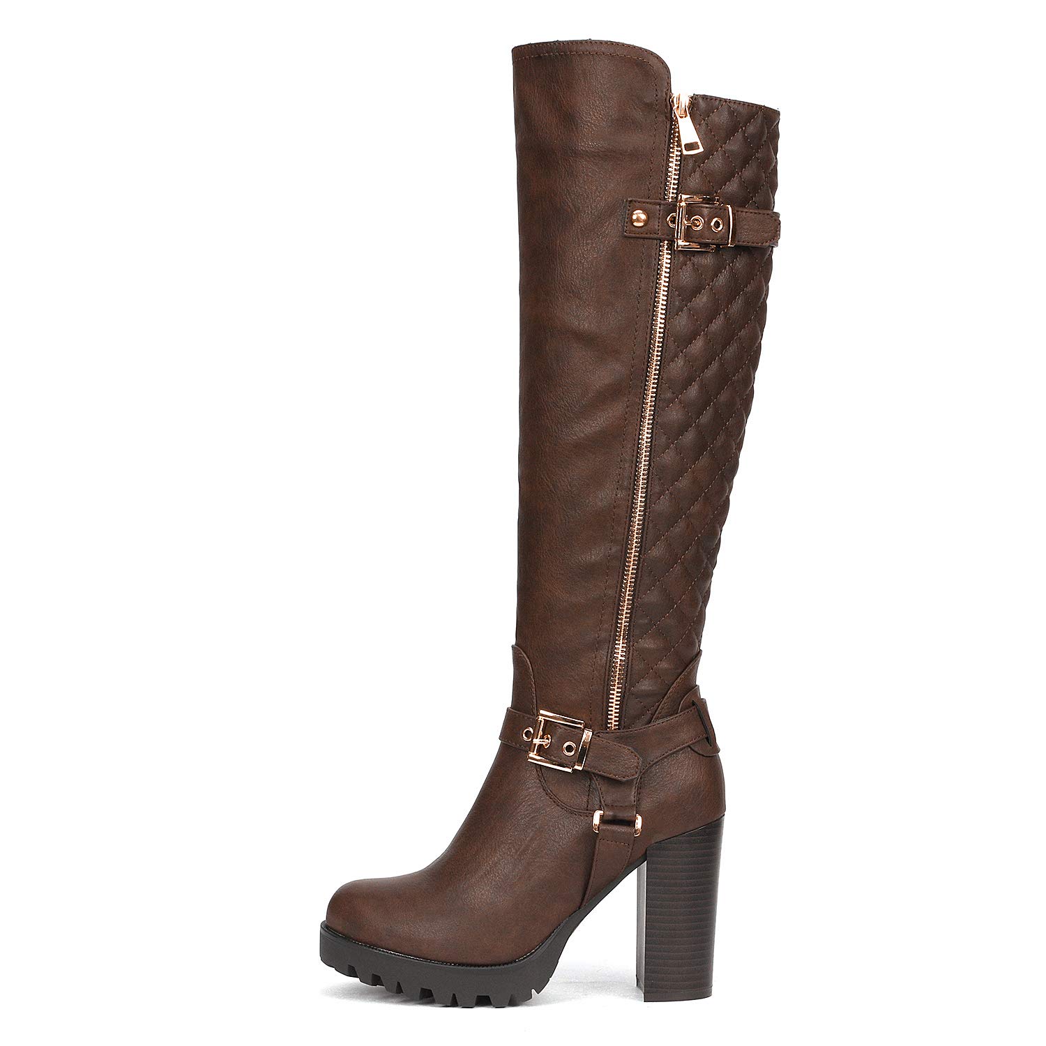DREAM PAIRS Women's Funi Brown Chunky Heel Knee High Winter Boots Size 9.5 B(M) US - Image 3
