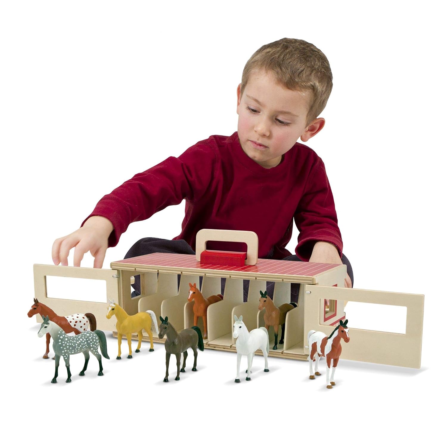 Melissa Doug TakeAlong ShowHorse Stable Play Set, Pretend Play