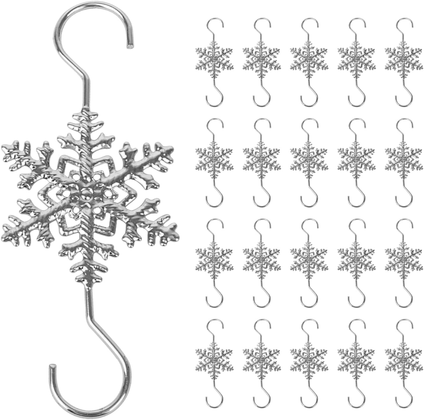 Ornament Hooks - Muka 60Pcs Christmas Ornaments Hooks, Silver Snowflake Hanger for Christmas Halloween Decoration