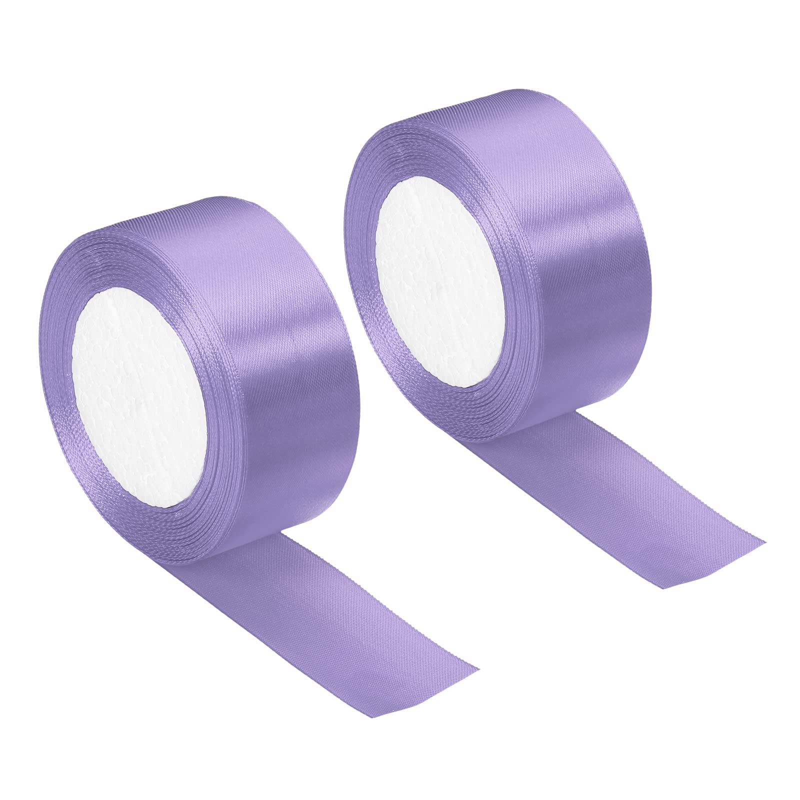 PATIKIL 1.5 Inch Wide 24 Yards Satin Ribbon, 2 Pack Double Face Solid Crafts Roll for Party Home DIY Wrapping Decoration, Light Purple