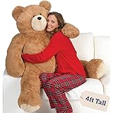 Vermont Teddy Bear Giant Stuffed Animal 4 FT | USA Bear Hospital Care | Premium Giant Plush Designed in USA | 45 Years of Trusted Quality | 100% Recycled Stuffing, Big Bear Collection