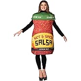 Rasta Imposta Hot & Spicy Salsa Jar Costume Mexican Tomatoes Chunky Mild Tacos Condiments Food Dress Up Cosplay Party Costumes, Adult One Size