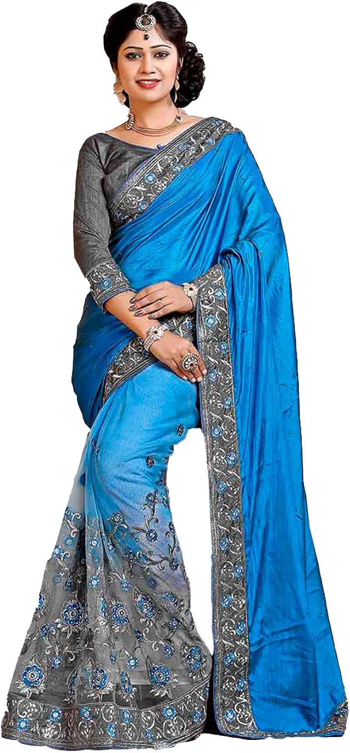 blue saree party wear