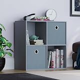 Vida Designs Durham Cube Bookcase Storage Organiser 4 Cube 2 Grey Baskets Grey view 6