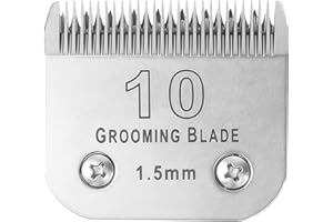 MEMIRY Size 10 Detachable Dog Grooming Blades, Compatible with Andis, Oster A5, Wahl KM10 Series Clippers, Cut Length 1.5mm, Silver (10#1.5mm, 1 Packs)