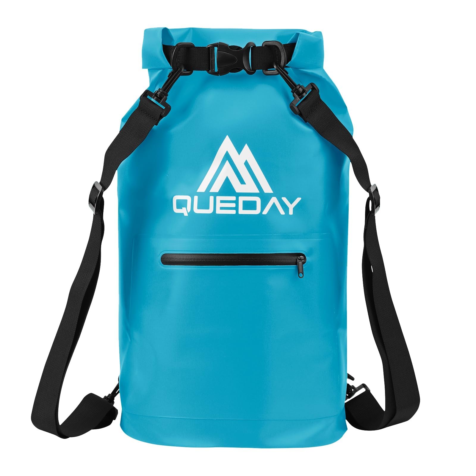 Photo 1 of Queday Waterproof Dry Bag with Front Zippered Pocket for Women Men, 30L Roll Top Lightweight Dry Storage Bag Backpack for Travel, Kayaking, Boating, Rafting, Camping, Hiking & Beach Blue