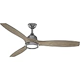 Minka-Aire F749L-GM/SG Skyhawk 60" 3 Blade Ceiling Fan in Gun Metal Finish with Seashore Gray Blades and LED Light