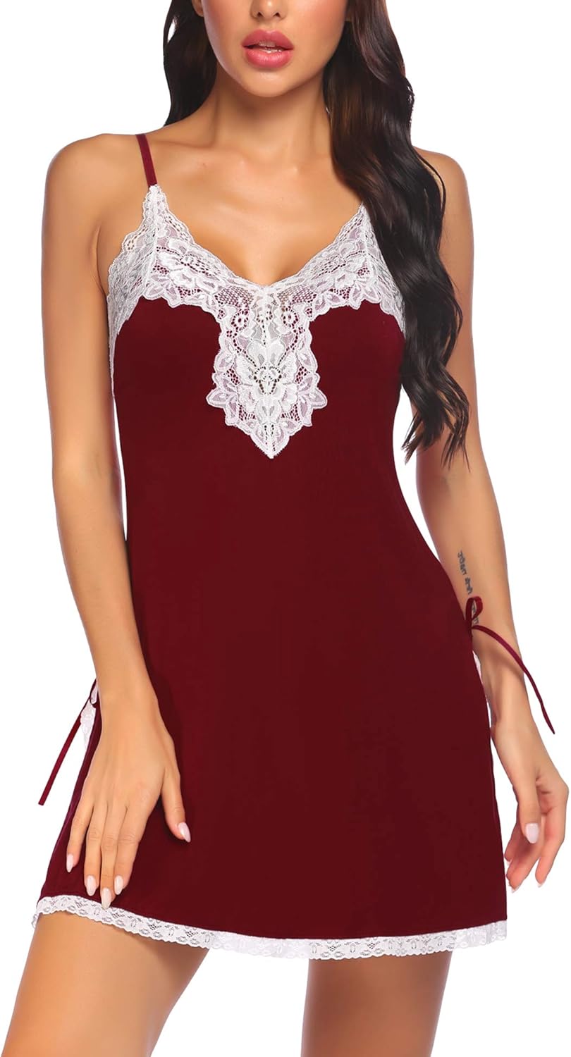 Avidlove Nightgown for Women Lingerie Chemise Sleepwear Lace Sexy Nighty Slip Gown: Clothing
