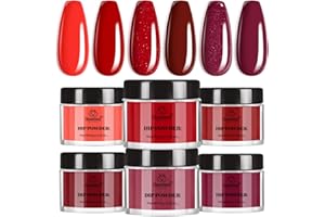 BEETLES GEL POLISH Beetles Christmas Dip Powder Nail Kit 6 Colors Red Glitter Dipping Powder No Need Nail Lamp Cured Manicure DIY Salon Gift for Girls Women