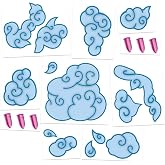 Gamer Cosplay Temporary Tattoos - Blue Cloud Temporary Tattoos for Halloween &amp; Anime Conventions - FULL SET - Easier than Make-Up - MADE in USA (Style A)