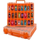 Xuerdon 48-Slot Toy Car Storage Organizer for Hot Wheels for Matchbox Cars | Transparent Display Container with 8 Removable Inserts Double-Sided Separate Spaces for 1:64 Toy Cars, Toys Not Included