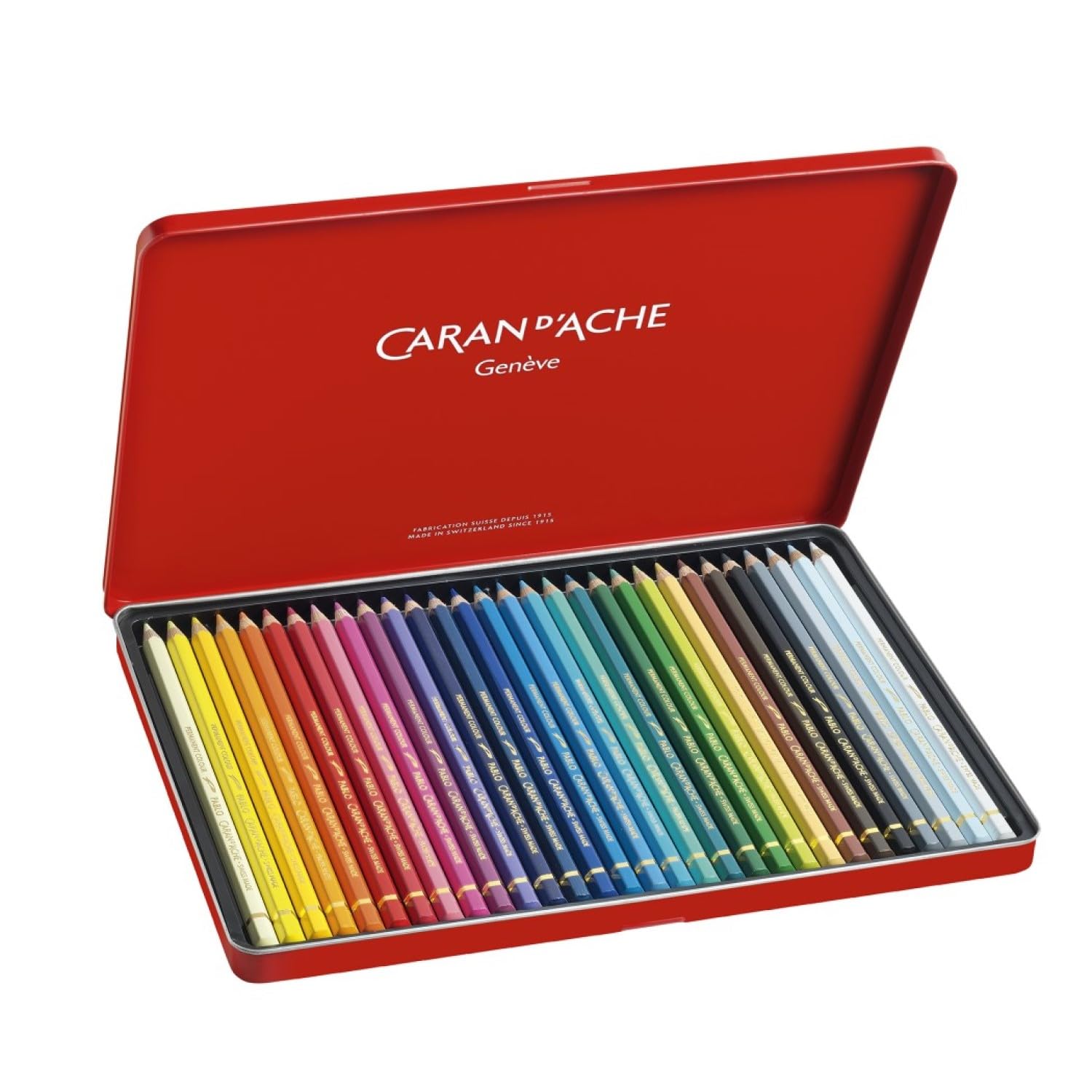 Caran D'Ache Pablo artists quality colouring pencils tin set of 30 assorted water resistant colours