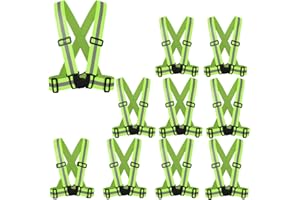 ZOJO Reflective Vest | Lightweight Adjustable，for Work,Running | (Pack of 10 Neon Yellow)
