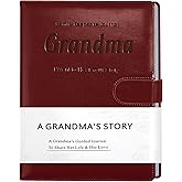 Artmag Grandma's Life Story Journal with 250+ Prompt Questions, Family Keepsake Book Leather Cover for Grandma to Share Her Memories for Birthday Mother's Day Christmas (Red)