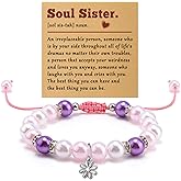 Sister Gifts from Sister Beaded Bracelet Soul Sisters Gifts for Women Birthday Gift for Friend Bestie BFF Friendship Gift for Adult Sisters Bracelets with Message Card Christmas Graduation Present