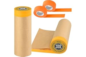 VVLONS Pre-Taped Masking Paper for Painting, 2 Pack 18 inch x 66 feet Painters Paper Roll and 1 inch x 66 feet Masking Tape, Tape and Drape Paint Masking Paper for Painting Cars Auto Body Wall Floor