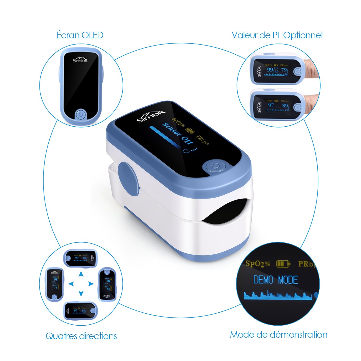 Simbr, Pulse oximeter, Monitor blood oxygen concentration: Amazon.es: Electrónica