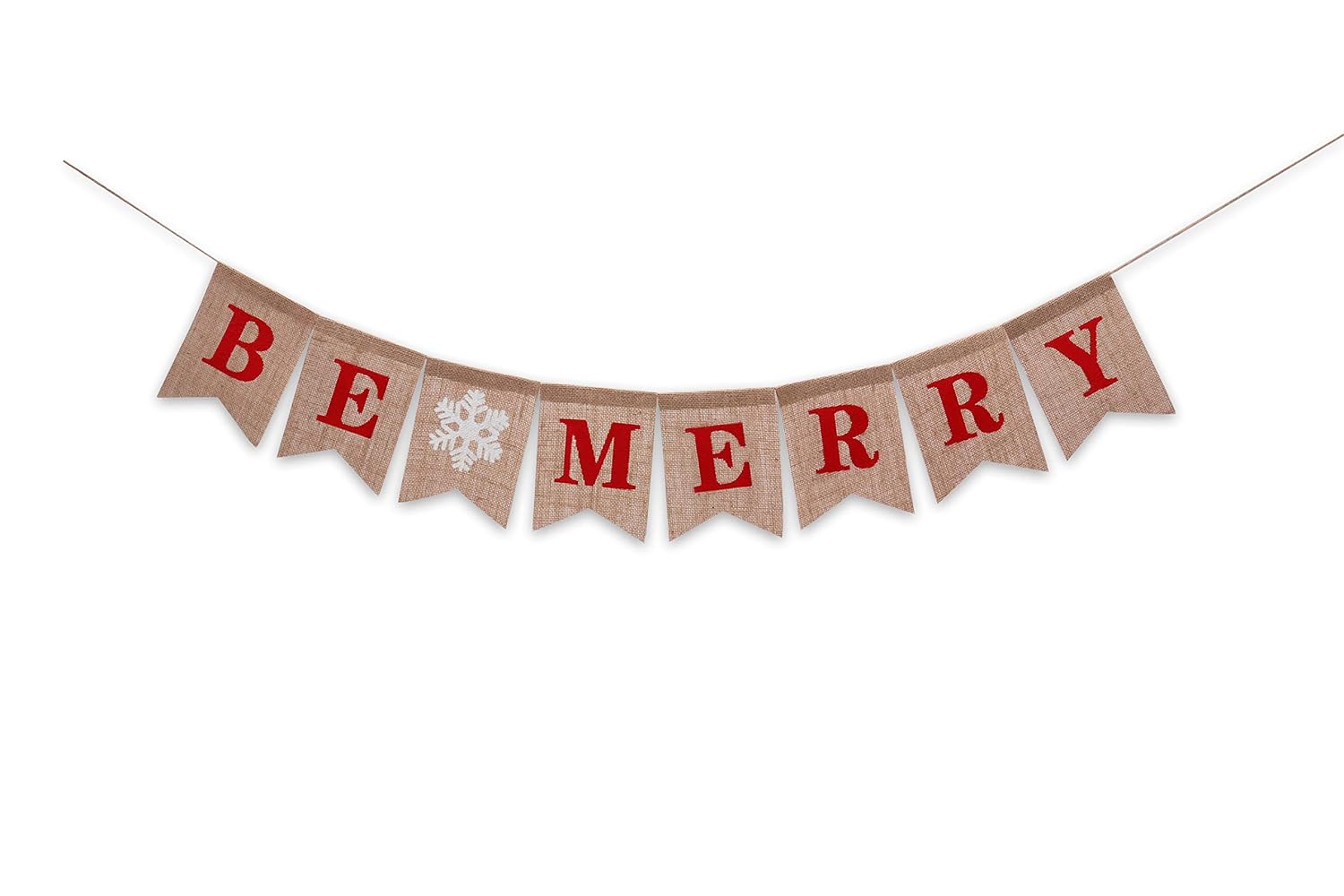 Ggde Fireplace Burlap Banner Christmas Decoration Be Merry Red