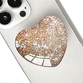 Ksadiye Expandiing Moblile Cell Phone Grip Heart Shape Glass Holder for Smartphones, Cellphone Collapsible Stand( Rose Gold