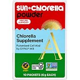 Sun Chlorella Powder 6g Packets, Non-GMO, 10ct | 90%+ Pulverized Cell Wall for Absorption; Whole-Food B12 &amp; Vitamin D; Chlorophyll Equal to 2-2.5 Cups Spinach or Kale