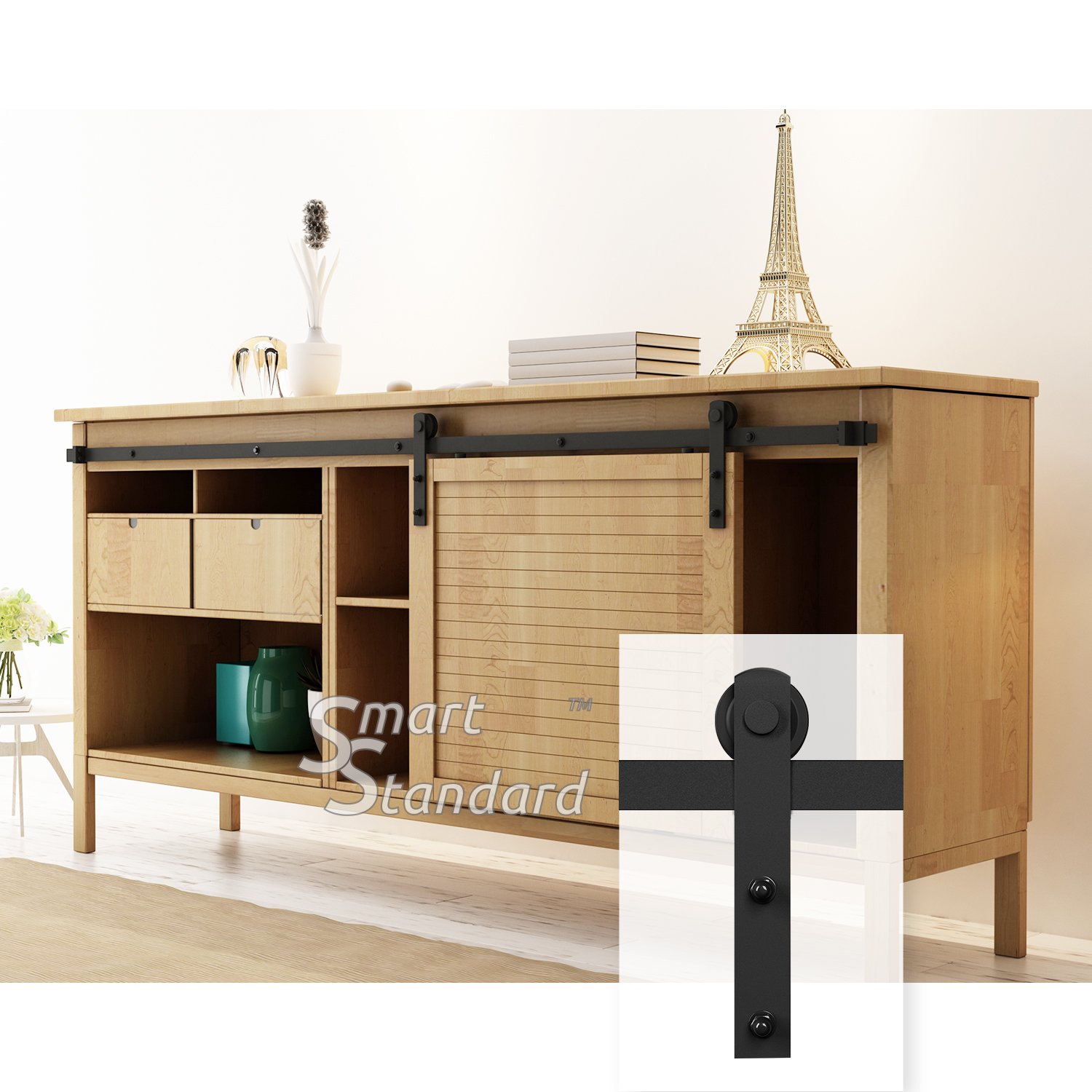 Smartstandard Mini Cabinet 6 6ft Sliding Barn Door Hardware For