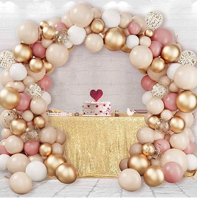 balloon garland Rose Gold Balloon Arch Kit 102pcs Beige Retro Pink Gold
