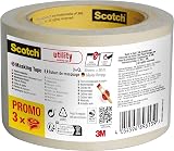 Scotch Utility Masking Tape 3 Rolls 30mm x 50m Beige Indoor Decorating PEFC