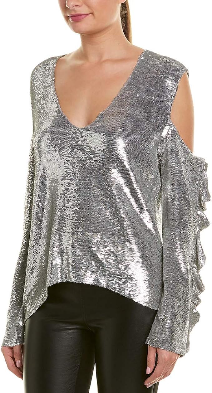 cold shoulder sequin top