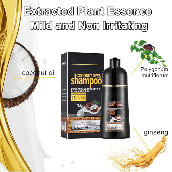 AGTHYUVE COCONUT OIL HAIR DYE SHAMPOO, CHESTNUT BROWN HAIR DYE 16.9 FL OZ, INSTANT HAIR COLOR SHAMPOO, HAIR DYE SHAMPOO 3 IN 1 FOR MEN & WOMEN, SEMI-PERMANENT HAIR COLOR (CHESTNUT BROWN)