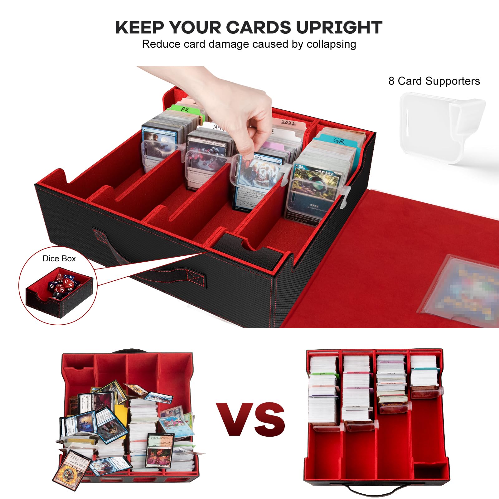 Card Storage Box 3200+ MTG Deck Box with 30 Colorful Divider, 4 Row Commander Trading Card Cases with Portable Handle & Display Windows, Fits for MTG/TCG/Magic Cards, Patented Design