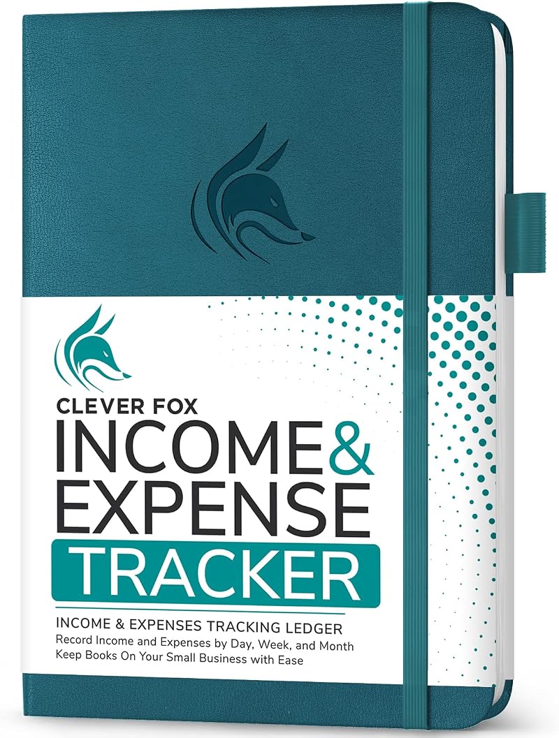 Clever Fox Income & Expense Tracker – A5 Ledger Notebook, 1 Year