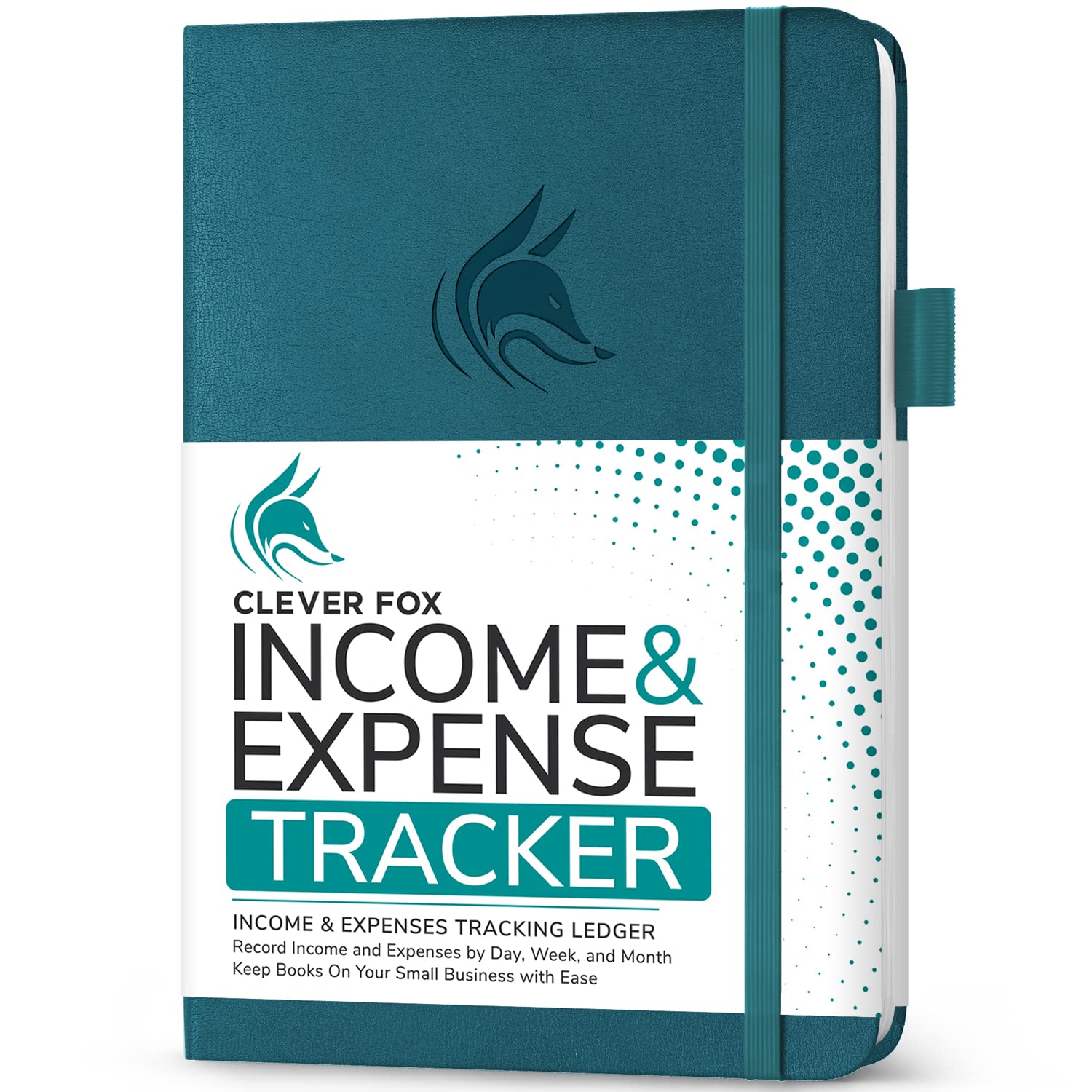 Clever Fox Income & Expense Tracker – Accounting & Bookkeeping Ledger Book for Small Business – 1-Year Record Notebook, A5 (Dark Teal)