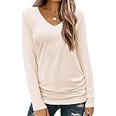 Zeagoo Womens T Shirts Long Sleeve V Neck Basic Tee Casual Loose Fit Soft Fall Tops Outfits 2026 S-XXL