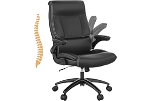 Youhauchair Big and Tall Office Chair, 500LBS Executive Desk Chair with Lumbar Support, PU Leather Ergonomic Computer Chair with Flip-up Armrests, High Back Work Chair, Black
