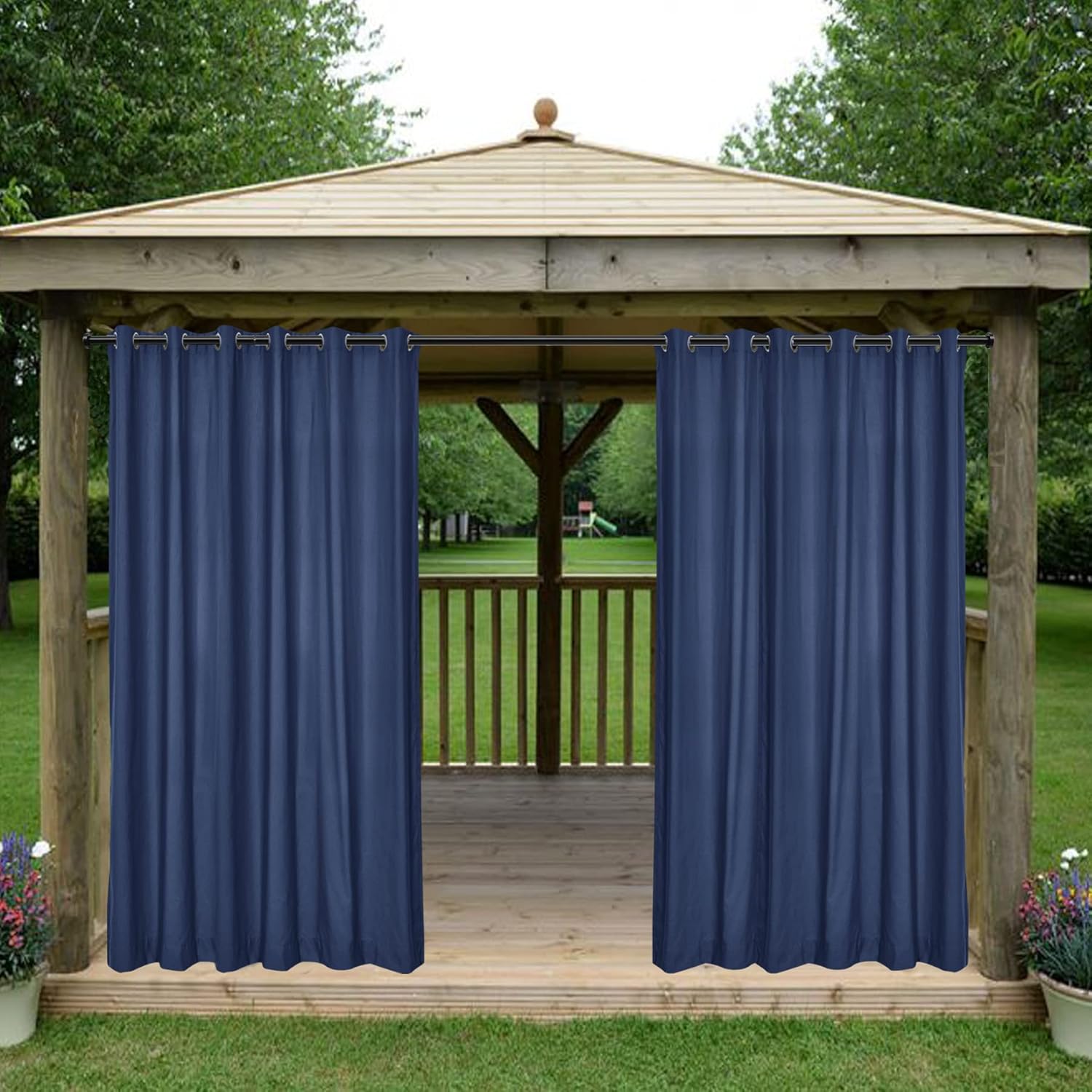 Outdoor Curtains - Frelement Outdoor Curtains for Patio Waterproof Thermal Insulated Privacy Drapes Grommet Curtains Outdoor Canvas Fade Resistant Curtains for Gazebo, 84