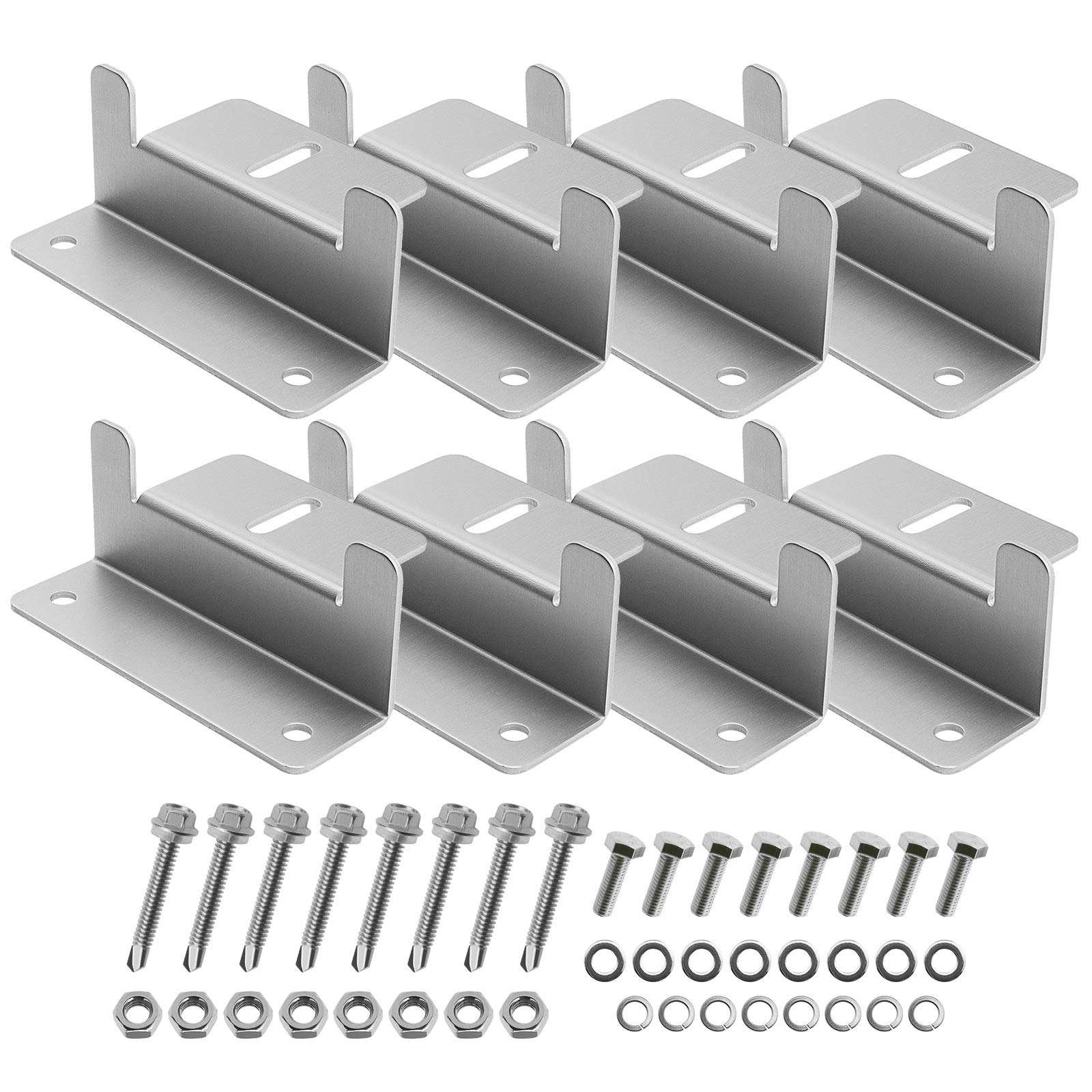 Be In Your Mind 2 Sets of 2 Holes Solar Panel Z Type Fixing Mounting Brackets Kit with Mounting Accessories Aluminum Alloy for Motorhome Caravans Yacht Sheds Roof