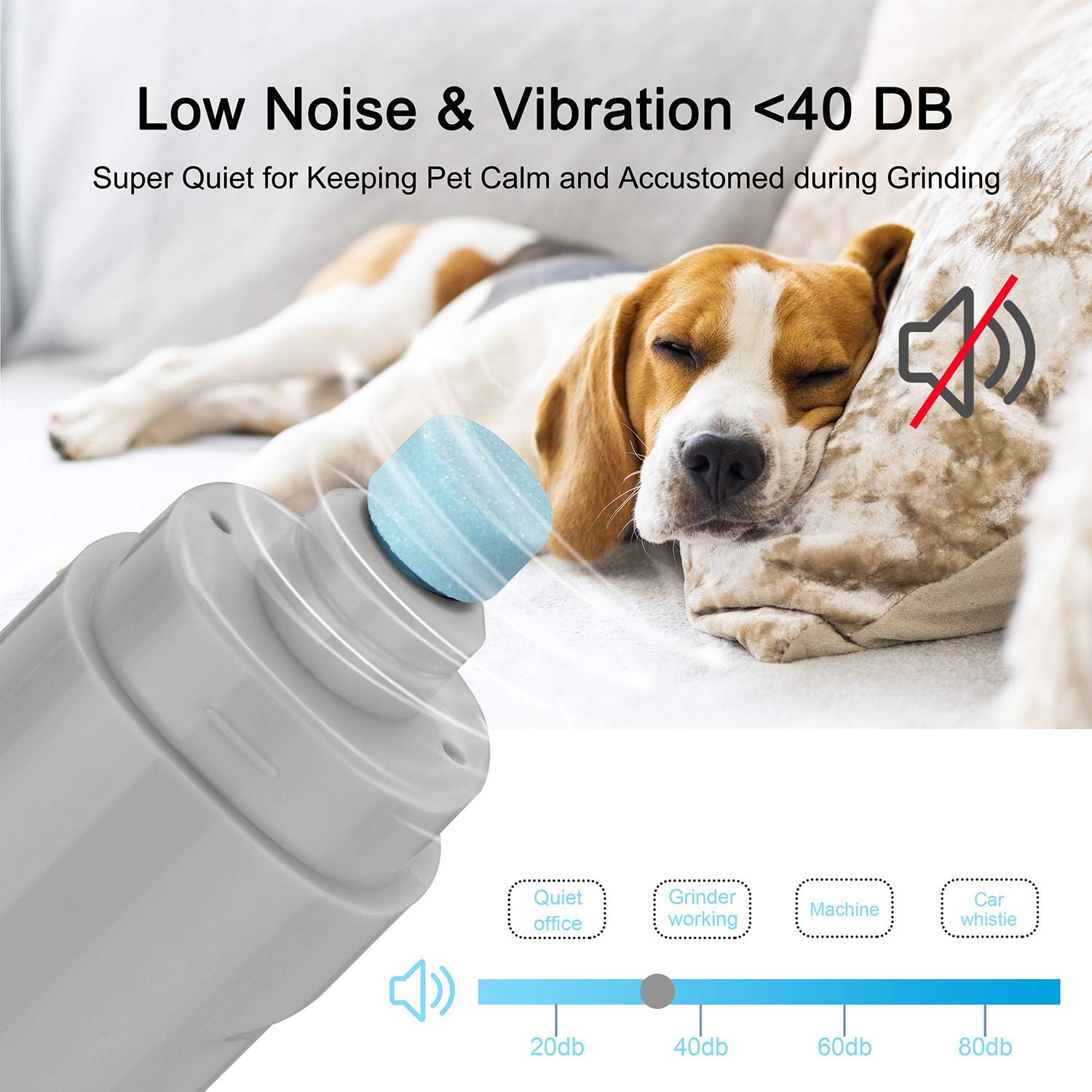 Koneseve Dog Nail Grinder LED Upgraded 2-Speed Powerful Pet Nail Trimmer Electric Rechargeable Dog Nail File Low Noise Painless Paws Grooming & Grinding Trimming for Large Medium Small Dogs & Cats
