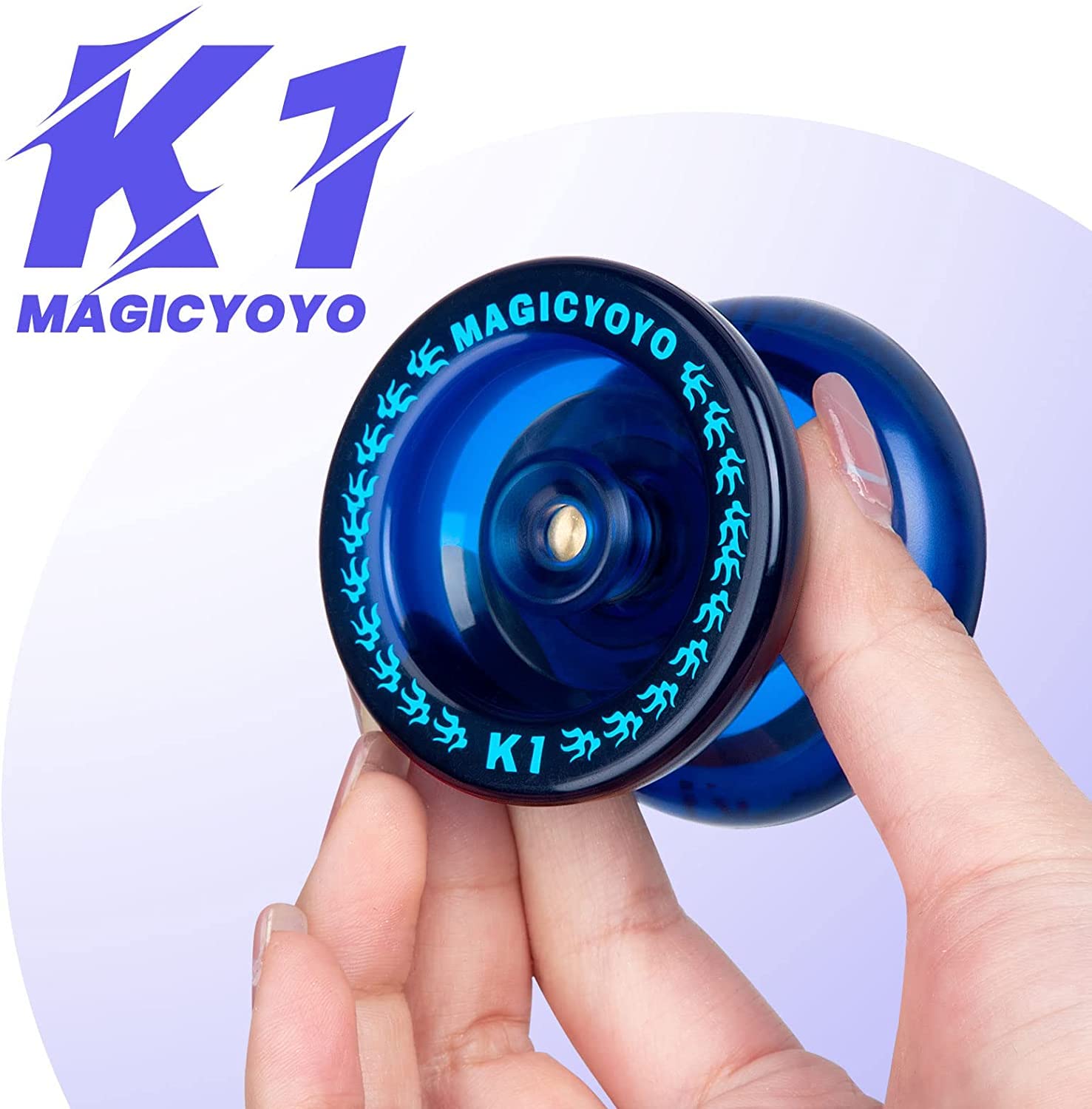 K1 Responsive Yoyo for Kids, Dual Function Yo Yo K2 for Unresponsive Yoyo with KK Bearing, Plastic Crystal Yoyos 3 Pack+Yoyo Strings+Bearing Removal Tool+KK Bearing+Bags