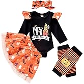 Baby Girl Halloween Costumes My 1st Halloween Outfits Romper+ Tutu Skirt+ Striated Leg Warmer+ Bunny Headband Outfit Set