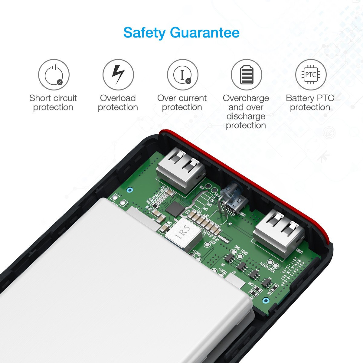 Poweradd Pilot X7 20,000mAh Portable Universal External Power Bank, Red-Black